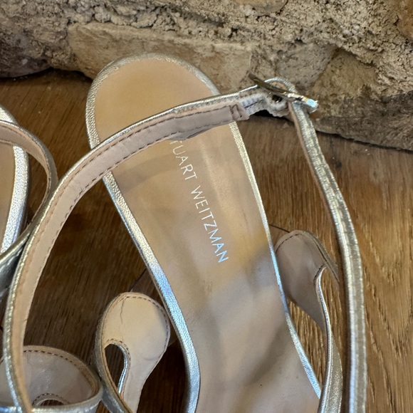 🔥Stuart Weitzman🔥FORMAL Mariposa 80 Sandal Sz7 Silver Worn3times PriceFirm! - Picture 5 of 14